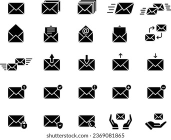 Monochrome Vektor-E-Mail-Symbolsatz