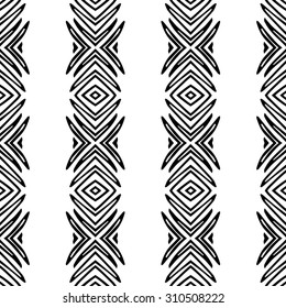 Vector monochrome ethnic original seamless pattern. Tribal line rhombus background can be used for wallpaper, pattern fills, web page background, surface textures, textile, print, wrapping.