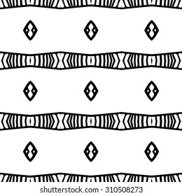 Vector monochrome ethnic original seamless pattern. Tribal line rhombus background can be used for wallpaper, pattern fills, web page background, surface textures, textile, print, wrapping.