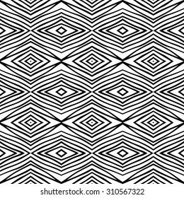 Vector monochrome ethnic original seamless pattern. Tribal line rhombus background can be used for wallpaper, pattern fills, web page background, surface textures, textile, print, wrapping.