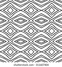 Vector monochrome ethnic original seamless pattern. Tribal line rhombus background can be used for wallpaper, pattern fills, web page background, surface textures, textile, print, wrapping.