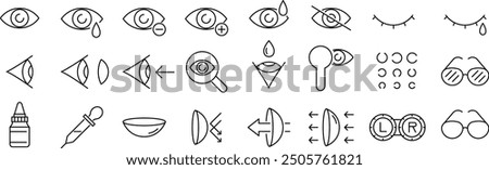 Vector Monochrome Eye Line Art Icon Set