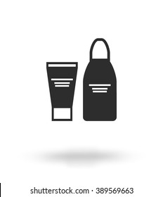 Vector monochrome flat cosmetic cream, lotion bottle template illustration