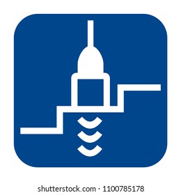 Vector monochrome flat design icon of thickness measurement.  Blue isolated symbol.