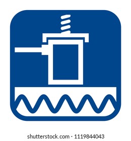 Vector Monochrome Flat Design Icon Of Acoustic Emission Testing.  Blue Isolated Symbol.