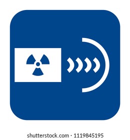 Vector monochrome flat design icon of industrial radiography.  Blue isolated roentgenography symbol.