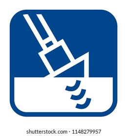 Vector Monochrome Flat Design Icon Of Ultrasonic Testing.  Blue Isolated Symbol.