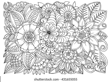 Floral Seamless Pattern Zentangle Doodle Background Stock Vector ...