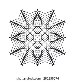 Vector monochrome flower mandala on a contrasting background. Big snowflake