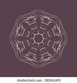 Vector monochrome flower mandala on a contrasting background. Big snowflake