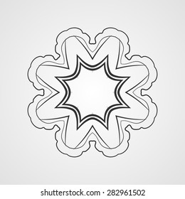 Vector monochrome flower mandala on a contrasting background. Big snowflake