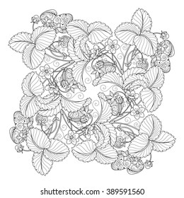 Vector Monochrome Fruit Background. Hand Drawn Decorative Strawberry