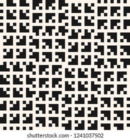 Vector monochrome geometric seamless pattern with small squares, grid, repeat tiles. Abstract black and white checkered texture. Simple minimalist background. Modern design for decor, fabric, textile