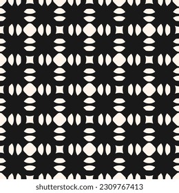 Textura geométrica monocromática vectorial, patrón sin fisuras con formas geométricas redondeadas simples. Resumen de fondo interminable en blanco y negro, mosaicos de repetición. Diseño geográfico para la impresión, la decoración, el mobiliario y la tela