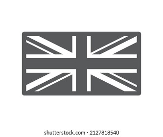 Bandera simple de color gris monocromo del Reino Unido. Aislado sobre fondo blanco.