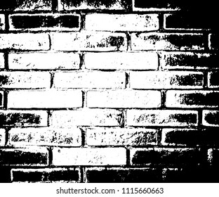 Vector monochrome grunge background. Illustration of brick wall texture. Grunge Distress Sketch Stamp Overlay Effect