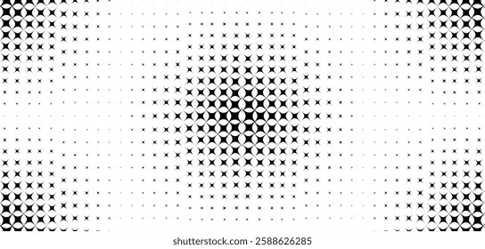 Vector monochrome halftone seamless pattern. Grainy wallpaper with black pixelated on white background. Textile with dotted