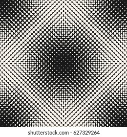 Vector monochrome halftone seamless pattern, gradually transition circles, texture with different sized dots in square form. Abstract black & white halftone background. Design element for prints, web