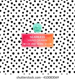 Vector monochrome hand drawn seamless pattern. Black and white abstract pattern painted with ink. Creative trendy circle pattern for textile, wallpaper, fabric, paper and others.