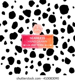 Vector monochrome hand drawn seamless pattern. Black and white abstract pattern painted with ink. Creative trendy circle pattern for textile, wallpaper, fabric, paper and others.