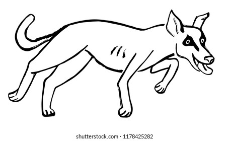 Vector monochrome happy dog.
