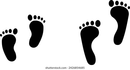 Vector Monochrome Human Footprint Mark Set