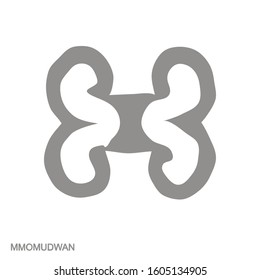  Vector monochrome icon with Adinkra symbol Mmomudwan