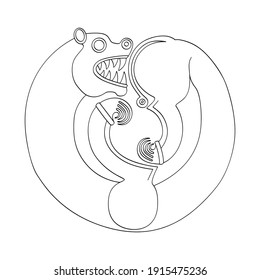 vector monochrome icon with ancient Scythian art. Symbol with animal motifs for your project