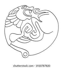 vector monochrome icon with ancient Scythian art. Symbol with animal motifs for your project