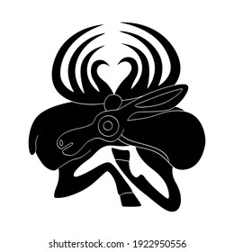 vector monochrome icon with ancient Scythian art. Plaque with animal motifs for your project