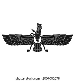 Vektorsymbol mit dem uralten Sumersymbol Faravahar für Ihr Projekt