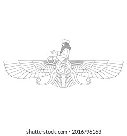 Vektorsymbol mit dem uralten Sumersymbol Faravahar für Ihr Projekt