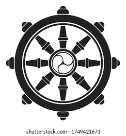 Vektor-Monochrom-Symbol mit indischem Religionssymbol Dharmachakra