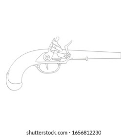  Monochrome Vektorillustration mit alter Pistole