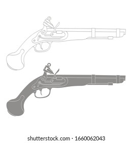 Icono monocromo vectorial con pistola antigua