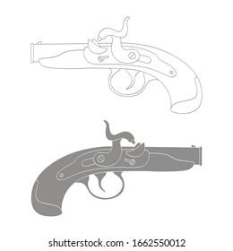 Icono monocromo vectorial con pistola antigua