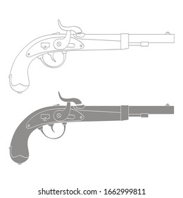 Icono monocromo vectorial con pistola antigua