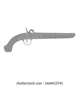 Vektorillustration-Monochrome-Ikone mit alter Pistolenpistole.