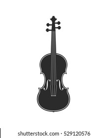 Vector monochrome icon on white background. Grey violin image. Element for design for music theme.