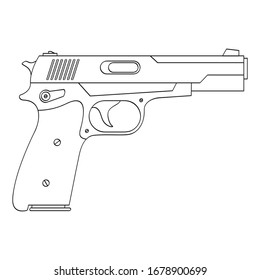 Vector monochrome icon with Pistol