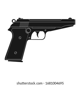 Vector monochrome icon with Pistol