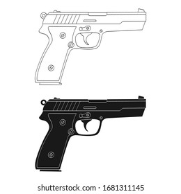 Vector monochrome icon with Pistol