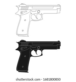 Vector monochrome icon with Pistol