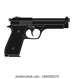 Vector monochrome icon with Pistol 