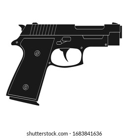 Vector monochrome icon with Pistol 