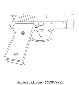 Vector monochrome icon with Pistol 