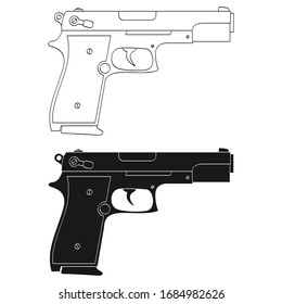 Vector monochrome icon Pistol