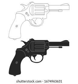Icono monocromo del vector con Revolver