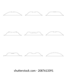 vector monochrome icon set with ancien tranged weapon bows for your project
