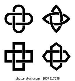 vector monochrome icon set with ancient  decorative motif Solomon's knot for your project